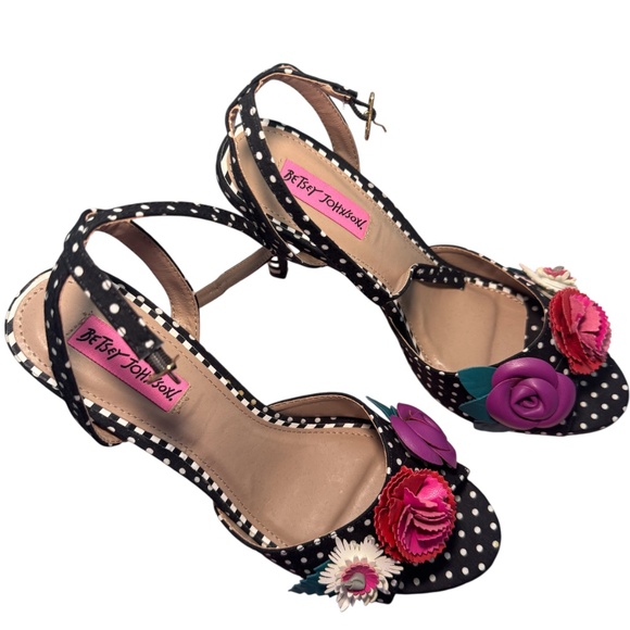 Betsy Johnson Polka Dot Floral Heels – Size 7.5 - Picture 3 of 11